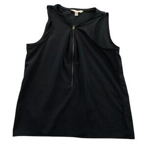 Banana Republic Womens Tank Top Small Black Sleeveless Top Zipper Front Casual